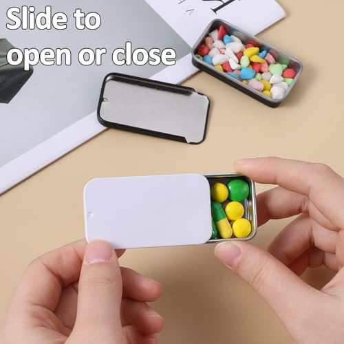 Image of 3 Pcs Mini Metal Tin Box, Slide Top Rectangular Empty Hinged Tins Box Mini Portable Home Organizer Containers for Jewelry, Crafts, Gift Card Holder (2x1x0.4 Inch)