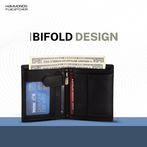 Hammonds Flycatcher Genuine Leather Bifold Wallet for Men, RFID Blocking | Men's Purse with 4 Card Slots | 3 ID Slots | Coin Pocket | 2 Hidden Pockets | Gift Box Included | Gift for Mens - Image 6