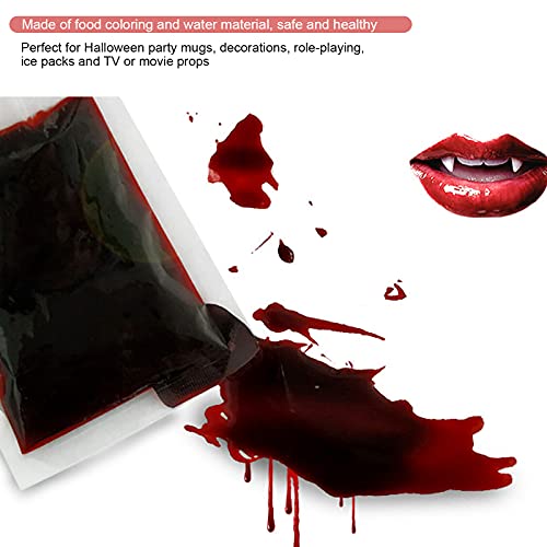 Dioche 5pcs 20ml Halloween Blood Bag, Fake Blood Cosplay Props Party Decoration, Washable Zombie Face Blood Makeup for Costume Party - Image 3