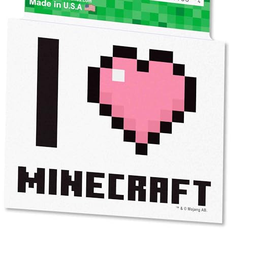 Image of Minecraft I Love Minecraft Adhesive Vinyl Decal - Fun Gaming Sticker for Laptop or Water Bottle