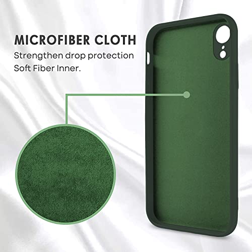 Image of VONZEE Microfiber Candy Case Compatible for iPhone Xr 6.1 inch, Shockproof Slim Back Cover Liquid Silicone Case - Pine Green