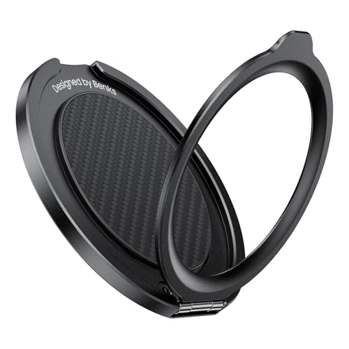 BENKS Magnetic Phone Grip Ring Holder Stand for Magsafe, 360° Rotation Adjustable Cell Phone Stand for iPhone 17/16/15/14/13/12 Series, Smartphone Accessories, Black