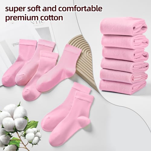 Image of ATBITER Women's Thin Cotton Crew Socks - Soft Above Ankle Bootie Casual Dress Socks 6-Pairs