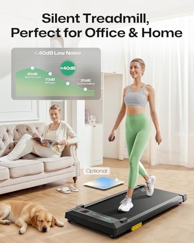 UREVO Smart Walking Pad, Standing Desk Treadmill with Double Shock Absorption, Quiet Operation, Workout APP with Track Insights and MIIT Mode, Plug and Play, Remote or APP Control for Home Office