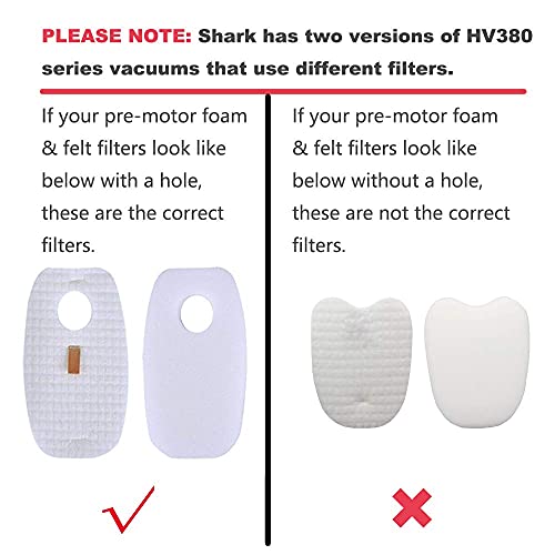 Image of Dttery 3 Pack for Shark Rocket DuoClean HV380 HV380C HV380W HV381 HV381C HV382 HV382BRN HV383 HV384Q Filter Kit, 6 Pre-Filters (3 Foam+3 Felt) and 3 Post-Filters Replacement Part XFFH380 XPSTFH380