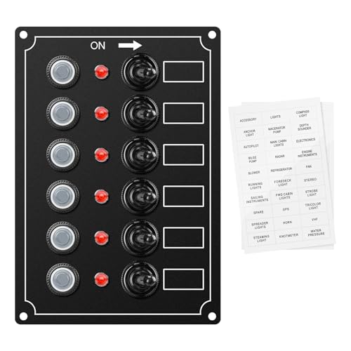 #US Marine Switch Panel 6 Gang Boat Electrical Panel with Breaker IP67 W