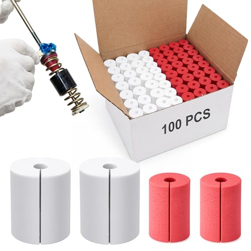 Image of 100pcs Foam Inserts for Washing Machine Suspension Rods | 50 Red & 50 White, Compatible with Samsung & Other Top Load Washers, DIY Repair Kit for Washer Shaking and Noise Reduction