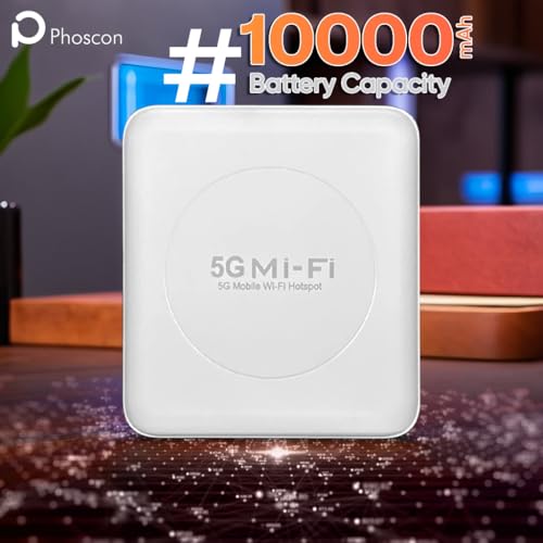 Image of 5G Portable WiFi Hotspot Router, 2Gbps High-Speed Wireless Dongle with 10000mAh Battery, Dual Band 2.4GHz /5.8GHz, Supports 10 Devices, Unlocked for 5G /4G LTE /3G All SIM Cards, Travel Mobile WiFi