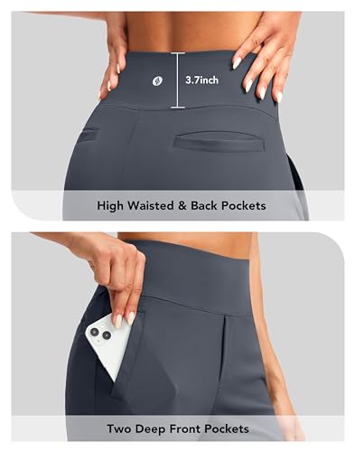 Image of SANTINY Women's 9 inch High Waisted Bermuda Shorts with 4 Pockets Knee Length Long Shorts for Women Workout Athletic Casual