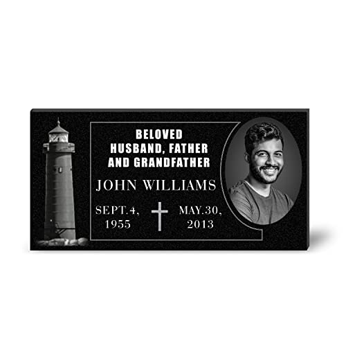 Image of ADFSTONE 20x10 Personalized Headstone Picture Plaques, Headstones for Graves, Grave Markers, Memorial Plaque, Grave Stones for Humans, Bereavement Garden Stones, Cemetery Tombstones for Loved Ones