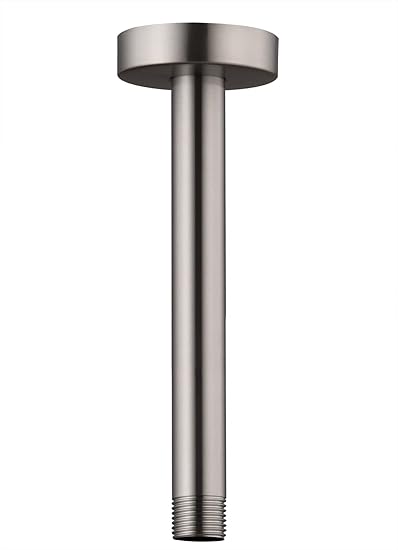 Ceiling Mount Shower Arm with Flange for Rain Shower Head,Stainless steel Straight Arm for Fixed Shower Head,6 Inch Brushed Nickel