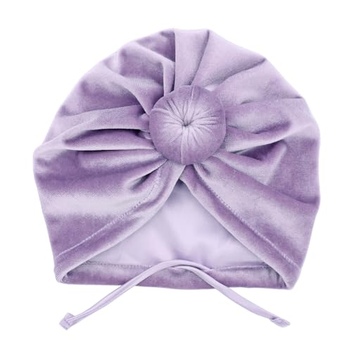 Image of Silky Satin Lined Turban Hat for Babies Infant Toddler Girls Boys Bonnet Newborn Cotton Beanie Little Kids Shower Caps