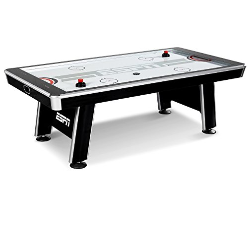 ESPN Air Hockey Arcade Game: Silver Streak Professional Sports Table Set with Equipment - 4 Pushers 4 Pucks and Touch Screen LED Score Keeper - 8 Foot
