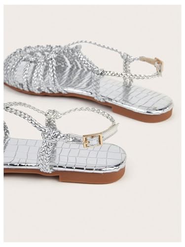 Image of Verdusa Women's Metallic Braided Slingback Sandals Casual Strappy Sandals
