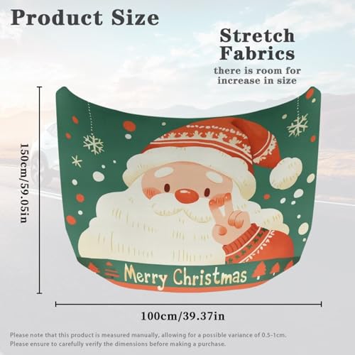 Image of Santa Claus Print Car Hood Cover Stretch Polyester Fabric Cover for Car Hood Removable Car Hood Protector Easy Installation for Car Hood Decoration and Protection