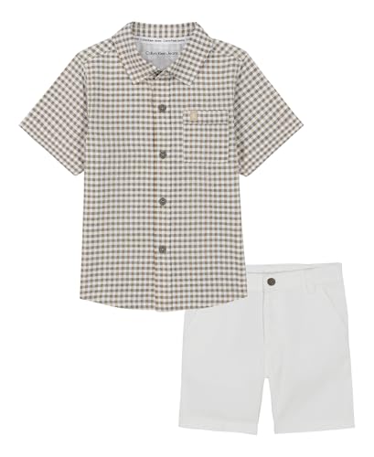 Image of Calvin Klein Boys' 2-piece Set, Short Sleeve Woven Shirt With Shorts