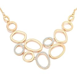 Collares Dorados Bisutería XINYIXIN Ouran Collar de mujer, cadena de anillos, collar con colgante para niñas, collar de cadena larga con diamantes de imitación de cristal CZ brillante, Aleación, Crystal