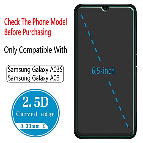 HPTech [2-Pack] Screen Protector Designed for Samsung Galaxy A03s / Galaxy A03 Tempered Glass, Anti Scratch, Bubble Free, Case Friendly