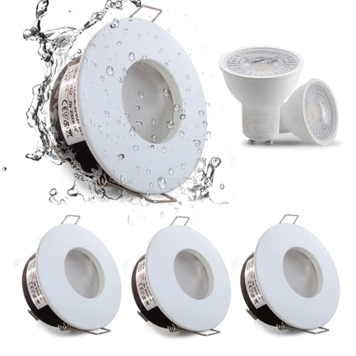 Sweier Faretti LED Soffitto Incasso Cartongesso GU10 5W, IP65 Faretti da Incasso Bagno, 3000K Bianco Caldo Faretto LED Incasso per Cucina e Soggiorno, 68-75mm cut-out, Nichel, Set di 4