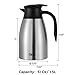 Tiken 51 Oz Thermal Coffee Carafe, Stainless Steel Insulated Vacuum Coffee Carafes For Keeping Hot, 1.5 Liter Beverage Dispenser (Silver)