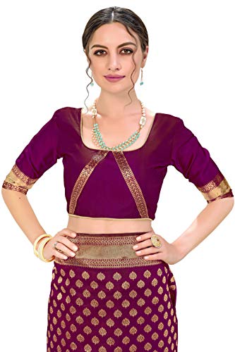Glory Sarees Women's Kanchipuram Art Silk Saree With Blouse Piece, Wine, One size, Wine, One Size, Wine, One Size