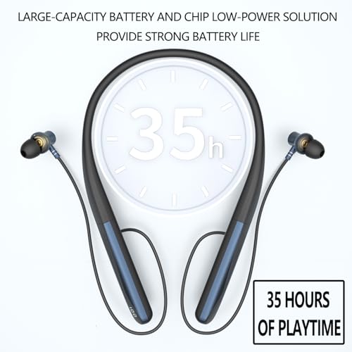 Image of LANDIBO Sports Wireless Earphones, Bluetooth 6.0 Neckband Earbuds for 35 Hours of Playback, LED Power Display, Neck-Wrapping Earbuds with Ai Voice Control, for Gym Phone Music Exercise. (A18)