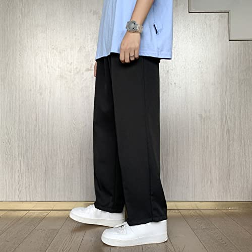Men Casual Wide-Leg Nine-Point Suit Pants Straight Trousers Wide Pants Oversized Fashion Pure Black Old Daddy Pants4