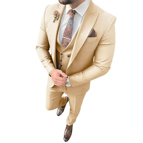 Men's 3 Pieces Tuxedo Suit Slim Fit Wedding Prom Business Suit Jacket Vest Pants Set4