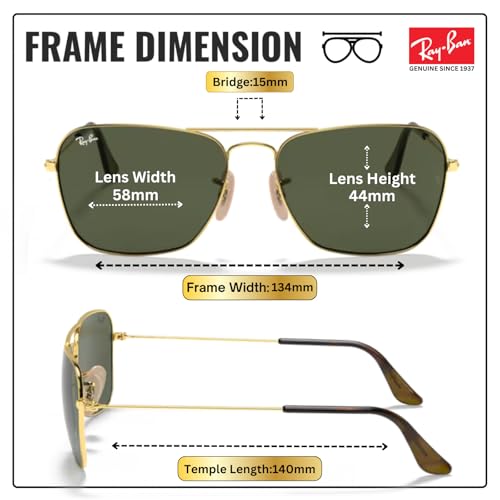 Image of Ray-Ban RB3136 CARAVAN Square Shaped Sunglasses for Men & Women with Official RAYBAN Eyewear Kit