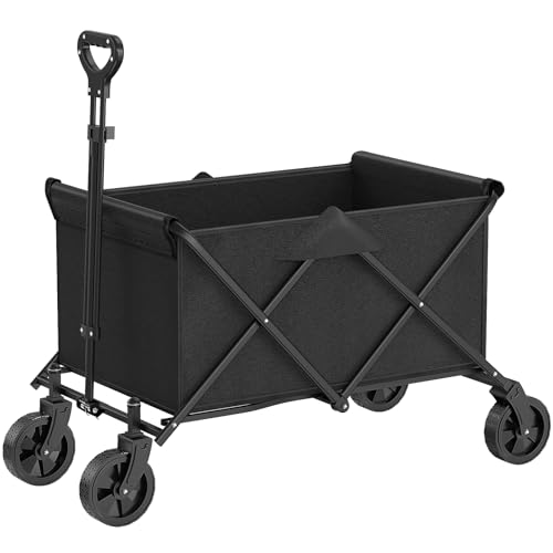 Healfith Chariot Pliable avec roulettes,Chariot de Camping,Grande capacité de 98L-200L,avec...