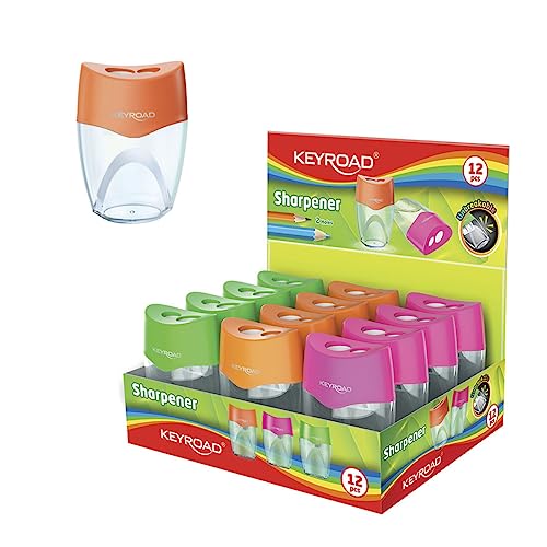 KEYROAD Ergonomischer Doppel-Anspitzer Unzerbrechlich / 12 Stück/Klingen aus Stahl/von Bleistiften und Buntstiften/Für Kindergarten Vorschule und Schule/Sharpener Spitzer