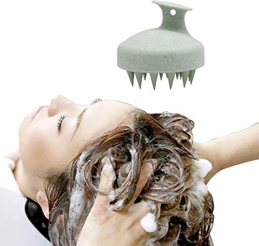QIQI Scalp Massager Shampoo Brush, Wheat Straw Body, Soft Silicon Bristles, Scalp Exfoliator, Dandruff Removal, Hair Loss Prevention, Rolling Massage Therapy, For Men, Women