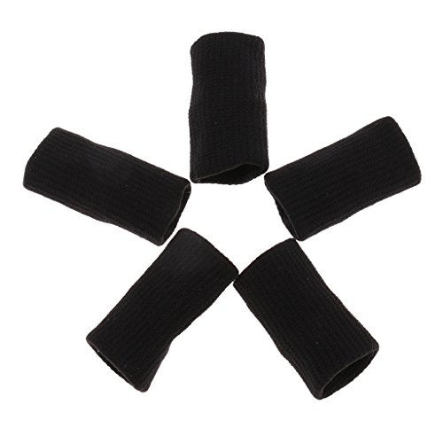 Tongina 5pcs Elástico Dedo Protetor Mangas Suporte Guardas Para Tênis De Basquete - Preto