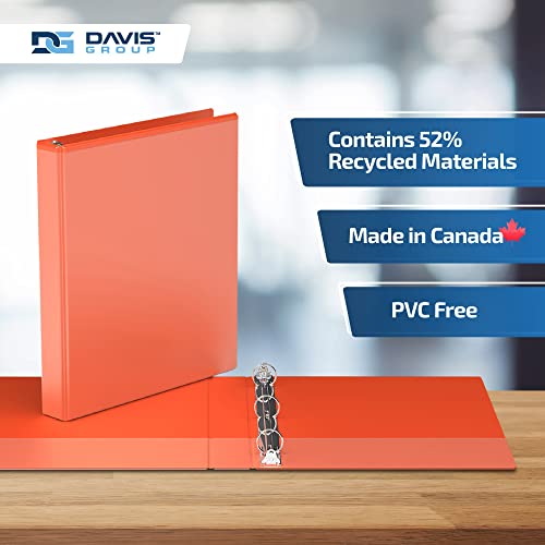 Image of Easyview 3-Ring Binder, Clear-View Cover, 1 inch Round Rings, Orange, 6 Pack | Heavy-duty binder, fits 8.5 inch x 11 inch paper, customizable cover, made in Canada, ideal for school or office use