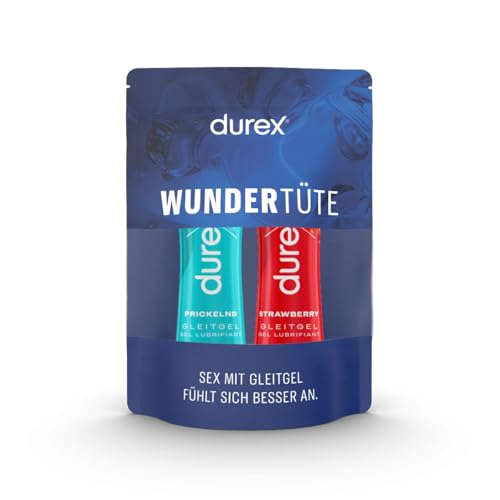 Durex Gleitgel Ausprobierpaket Nicht fettend & hinterlässt keine Flecken Prickelnd & Strawberry Wasserbasiert kondomgeeignet abwaschbar & klebt nicht 100 ml (2 x 50 ml)