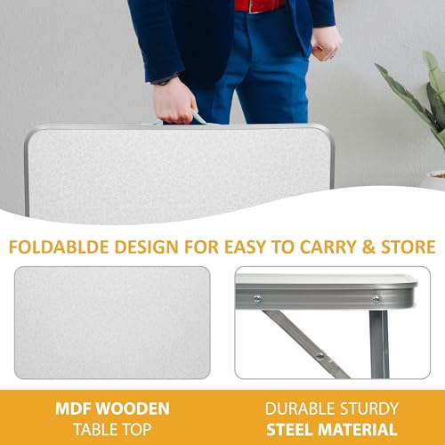 Crystals Portable Folding Table for Indoor Outdoor Picnic Party Dining Camping Accessories | 5076-WHITE - Image 4