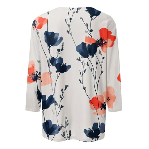 HTHLVMD Womens 3/4 Length Sleeve Tunic Tops Summer Fall Outfits 2025 Three Quarter Sleeve Casual V Neck T Shirts for Women