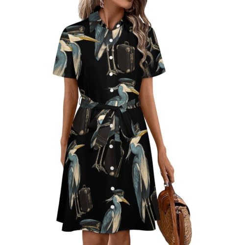 Robe chemise midi pour femme à manches courtes et boutons idéale pour l'été