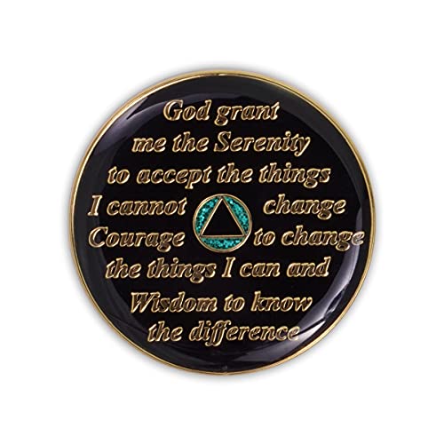 Image of 8 Year Sobriety Coin | Glitter Triplate AA Chip | Recovery Anniversary Token (Aqua)