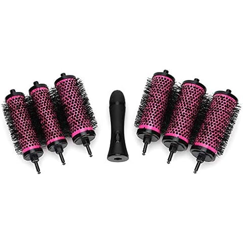 Round Brush Set, Detachable Anti-Static Hair Roller Comb1 Handle 6 Barrels Hairstyle Hairbrush Hair Styling Tool for Blow Drying Curling and Straightening Cover
