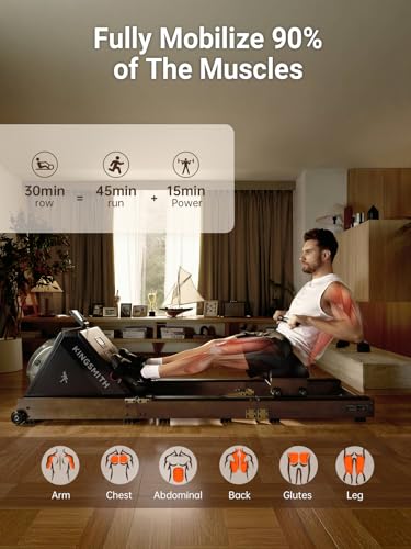 Image of KINGSMITH Rowing Machines for Home Foldable, Compact Row Machine, 400LB & 350LB Weight Capacity, Folding Rower Machine with Adjustable Resistance, Data Monitor, App Supported