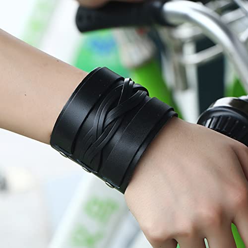 Image of Punk Retro Braided Wide Leather Wristband Arm Cuff Bracelet