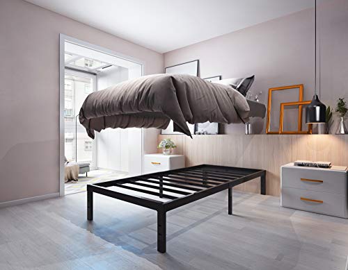 Homdock 14 Inch Twin Xl Bed Frame/Sturdy Strong Steel Structure 3500 Lbs Heavy Duty/Noise Free/None Slip Mattress Foundation/No Box Spring Needed Metal Platform/Black Finish, Twin Xl #TOP2