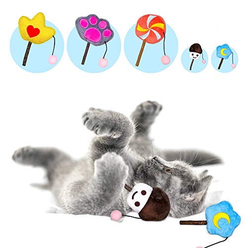 N/D Catnip Toys for Indoor Cats - Cat Toys 5 Pack Catnip Toys for Cats Plush Toy Catnip Sticks Interactive Cat Toy  