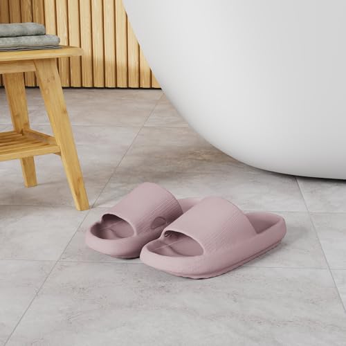 Image of Cloud Slides For Women And Men - Comfy Non Slip Indoors Slippers For Shower Spa Pool College Outdoors Slides - Soft And Cozy Open Toe House Sandals Thick Soles