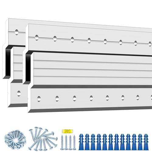 Image of French Cleat Hanger 50 inch Super Heavy Duty- Picture, Mirror, Whiteboard, Cabniet, Shelf, Pallet or Panel Interlocking Wall Mounting Bracket - Aluminum Z Bar Clip Hanger Supports 500 lbs 2 Pairs