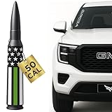  EcoAuto Badass Antenna di ricambio per tutti gli anni di modelli Chevy & GMC Truck – breve antenna di ricambio – in alluminio di grado militare, anti chip e antifurto (bandiera americana militare)