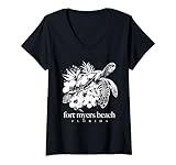 Photo Gallery donna souvenir surfista fiori tartaruga marina fort myers beach florida maglietta con collo a v Photo Gallery donna souvenir surfista fiori tartaruga marina fort myers beach florida maglietta con collo a v