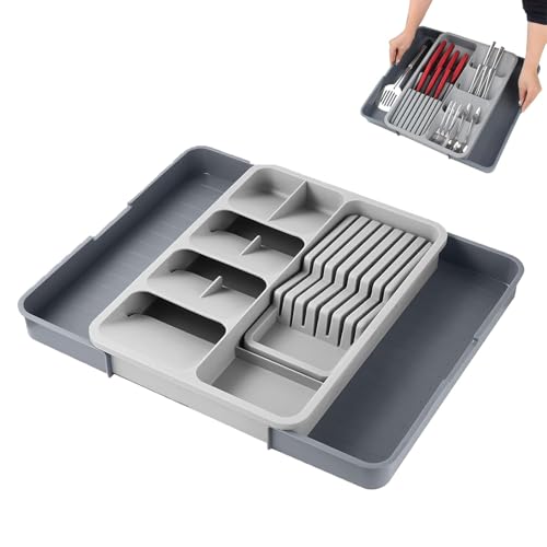 La Mejor Lista de Bandejas para cubertería - 5 favoritos. 42 Organizador de Cajones de Utensilios Expandible Cocina - Organizador de Cubertería Ajustable y Compacto para Cucharas Tenedores Cuchillos,Bandeja para Cubiertos para Cajon Sin BPA...