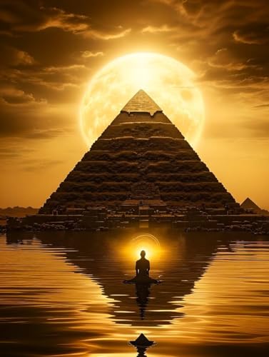 Egypte Diamond Painting Adulte, Bricolage 5D Diamond Painting Pyramide Diamond-Painting Enfant DIY 5D Carré Diamond Dots Broderie Diamant Kit Complet, Décoration Chambre Intérieur Murale 30x40 cm P-S